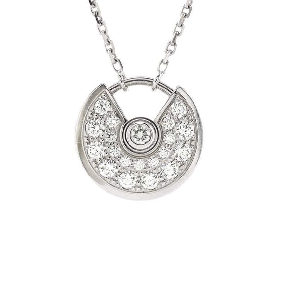 Cartier Jewelry - Cartier Amulette de Cartier Pendant Necklace 18K White Gold and Pave Diamonds XS